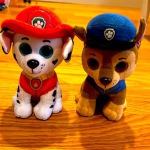 TY Paw Patrol Chase & Marshall Plushies